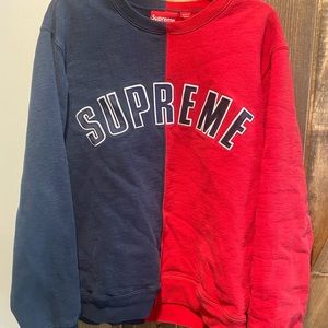 Supreme red and blue embroidered sweatshirt